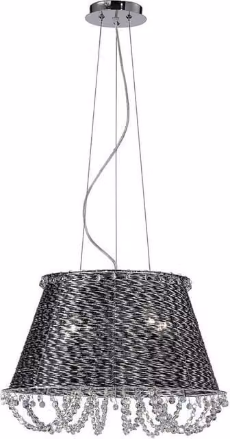 Netlighting Lanzo 4-Light Pendant Lamp in Black and Chrome with Crystal Details (E14)