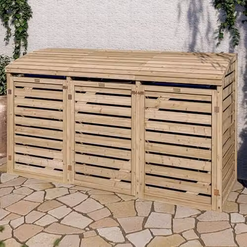 Rowlinson Classic Single Bin Store with Double Box Store in Natural Brown Wood