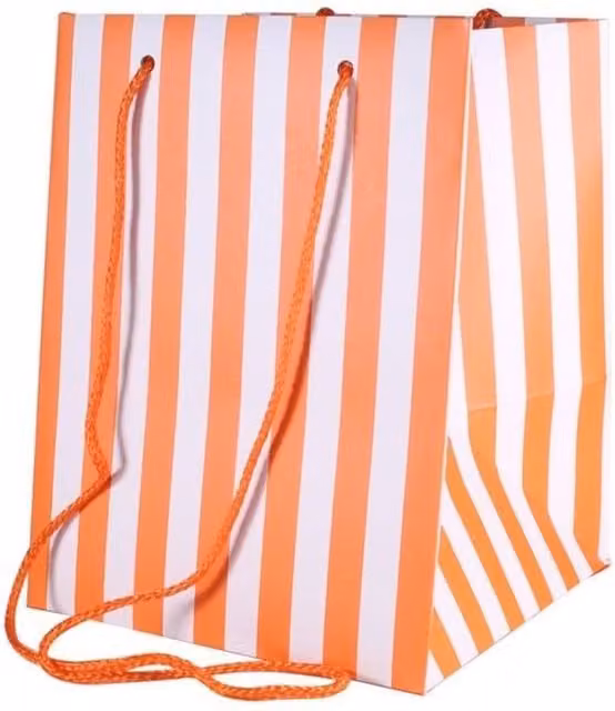 KDMD Orange Candy Stripe Paper Hand Tied Bags, 10 Pack
