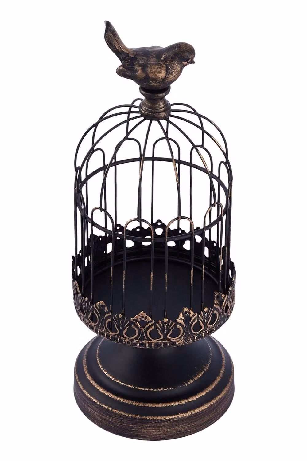 Living and Home Set of 2 Vintage-Style Metal Birdcage Candle Holders in Black – 5