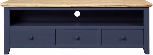 Statement Furniture Florence Large TV Stand with 3 Drawers and Shelf in Blue, W145 x D45 x H50 cm – 1