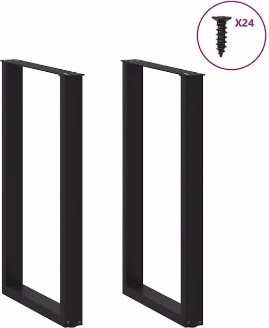 Berkfield Home Modern U-Shaped Coffee Table Legs, 2 Pieces, Black, Height: 60 cm, W/D/H: 101 x 60 cm