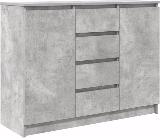 Berkfield Home Sideboard with Drawers in Concrete Grey, W/D/H: 100.5 x 35 x 76 cm