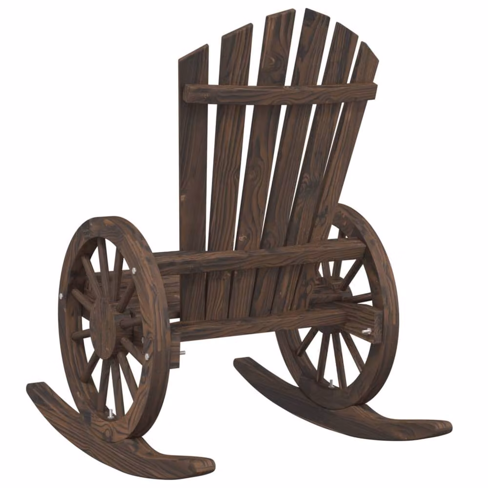 Berkfield Home Brown Solid Wood Fir Rocking Adirondack Chair – 5