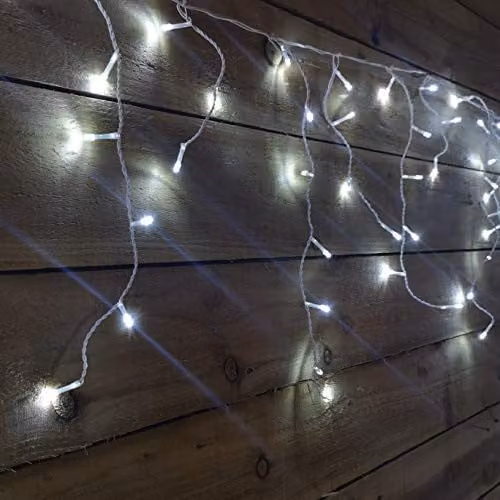 The Christmas Workshop 77540 Icicle LED Outdoor Christmas Lights in White, 17.1 Metres, Mains Powered – 1