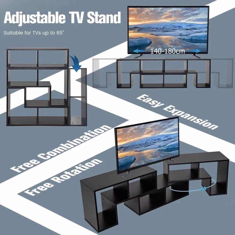 VOGREX 65-Inch Adjustable TV Stand Cabinet in Black – 2