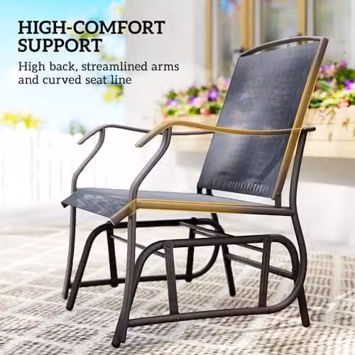 Outsunny 3 Piece Outdoor Rocking Glider Chair and Table Set in Grey – 5