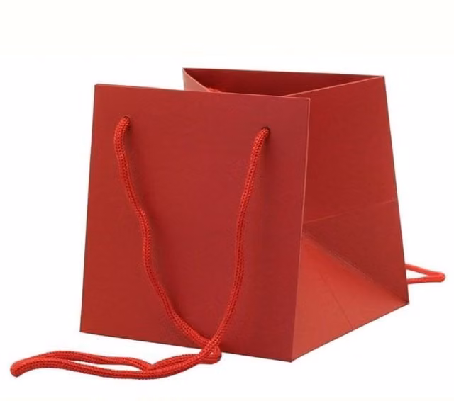 KDMD Red Small Paper Hand Tie Bags for Birthday Parties, 12 Pack