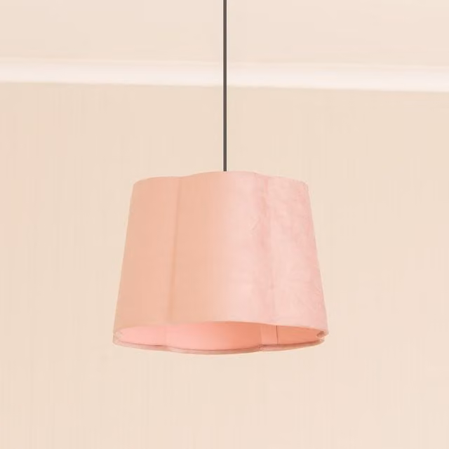 ValueLights Amy Velvet Scallop Shape Ceiling Floor Table Lamp Shade in Blush Pink