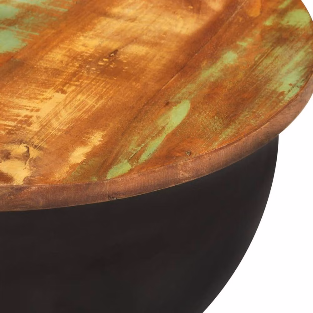 Berkfield Home 2 Piece Black Reclaimed Solid Wood Round Nested Coffee Table Set – 4