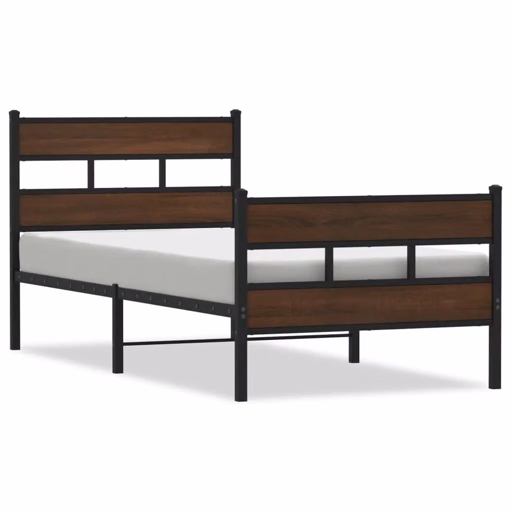 Berkfield Home Metal Bed Frame with Headboard and Footboard in Brown, W/D/H: 100 x 190 cm – 2