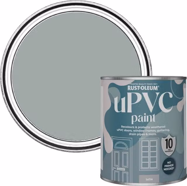 Rust-Oleum Satin Finish UPVC Paint in Grey, 0.75 l