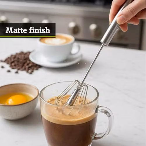 Orsina Stainless Steel Press and Spin Whisk in Silver, 30 cm – 3