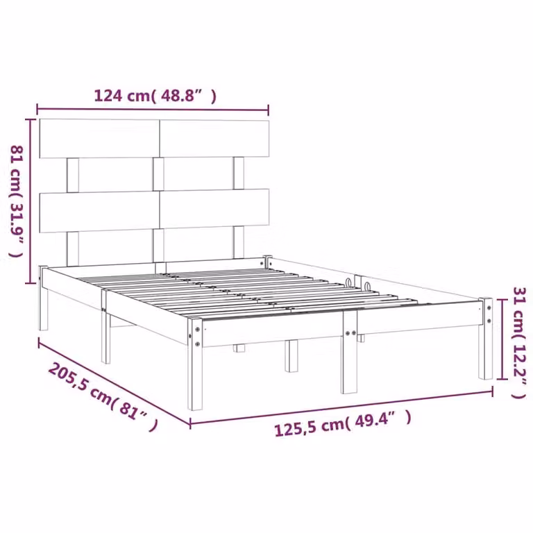 Berkfield Home Solid Wood Pine Bed Frame in Brown, W/D/H: 120 x 200 cm