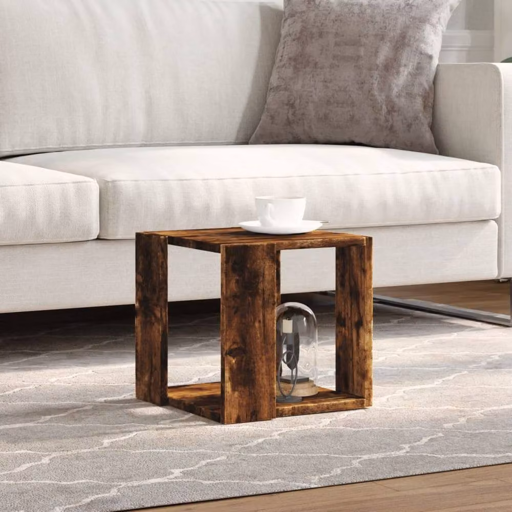 Berkfield Home Smoked Oak Coffee Table in Brown, W/D/H: 32 x 32 x 30 cm – 3