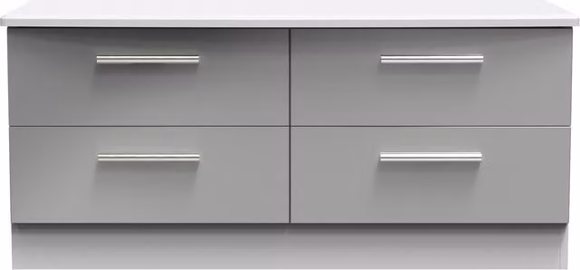 Knightsbridge Ready Assembled 4 Drawer Bed Box in Grey Gloss