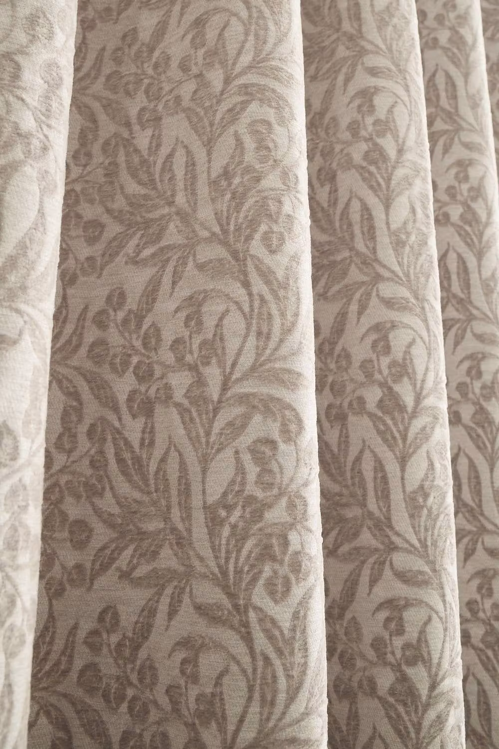 Bianca Chenille Leaves Lined Eyelet Curtains in Beige, Width: 117 cm, Drop: 137 cm – 2