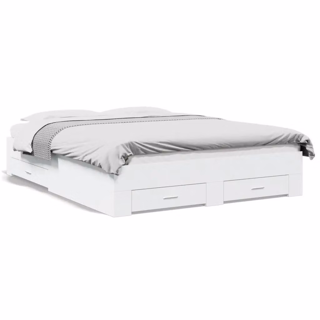 Berkfield Home Modern Bed Frame with Drawers in White, W/D/H: 140 x 200 cm – 2