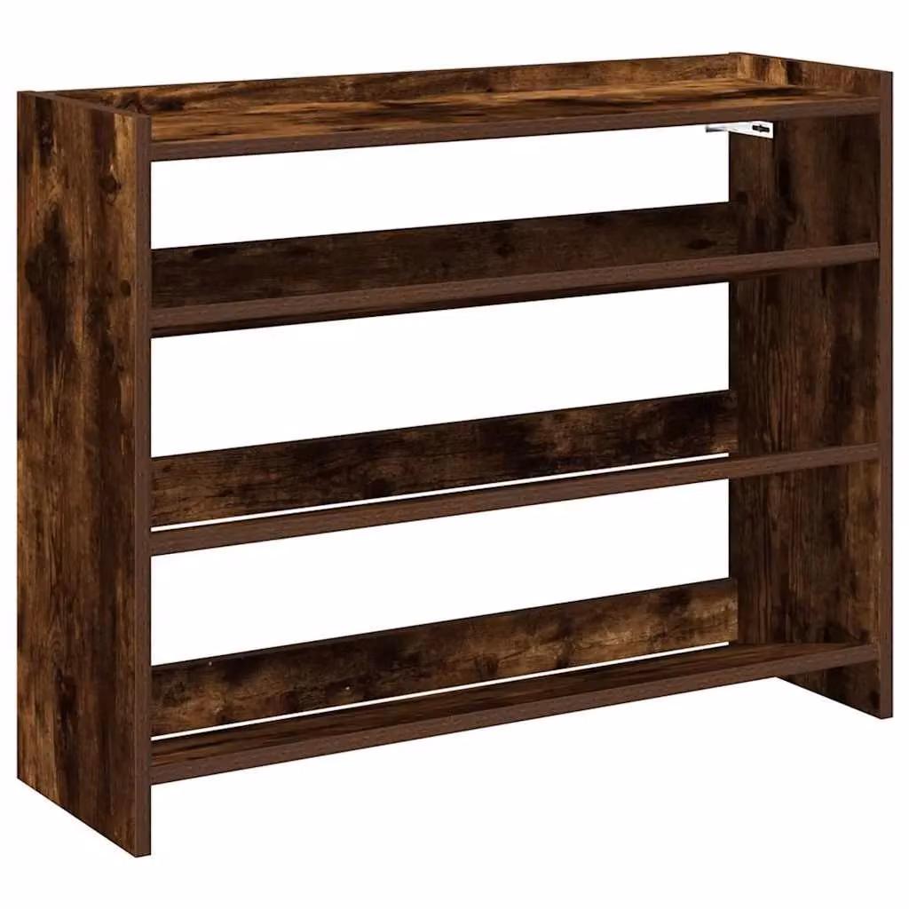 Berkfield Home Smoked Oak Shoe Rack in Brown, W/D/H: 80 x 25 x 62 cm – 2