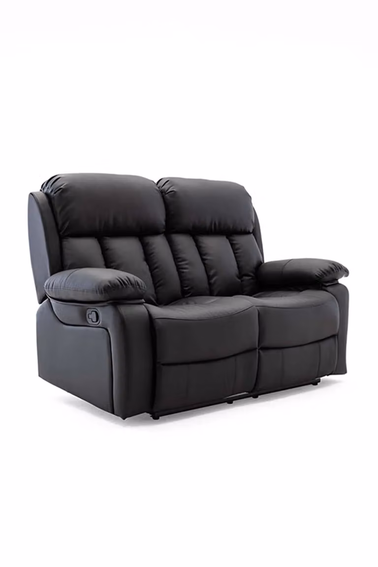 More4Homes Chester Manual Recliner Bonded Leather 1+2 Seater Sofa Set in Black