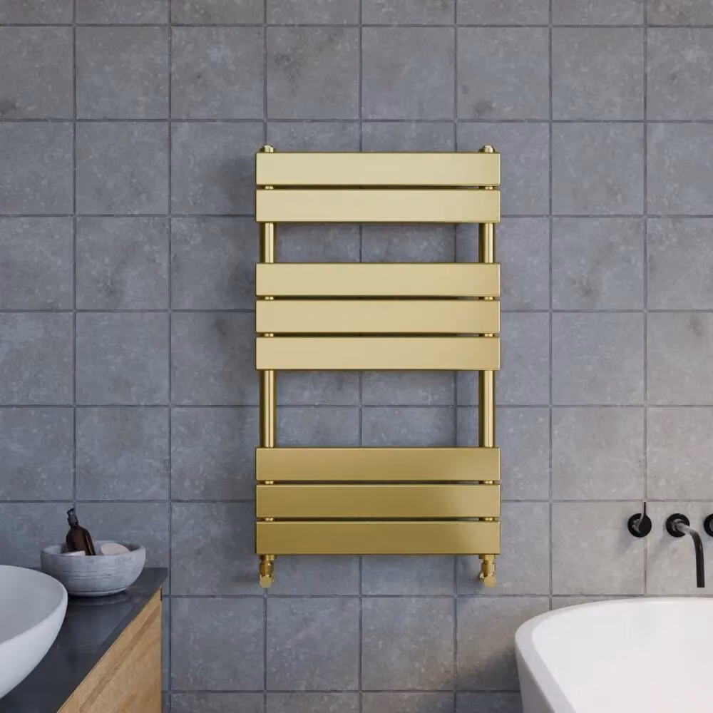 Balterley Square Towel Radiator with Flat Panels, Brushed Brass, H: 84 cm, W: 50 cm – 2