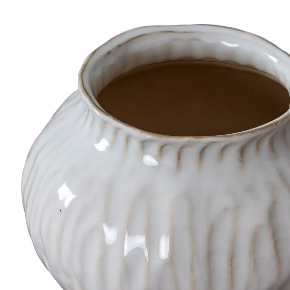 Lemon Pavilion Furniture and Decor Numa Squat Ceramic Vase, White, W: 18 cm, D: 18 cm, H: 13 cm – 2