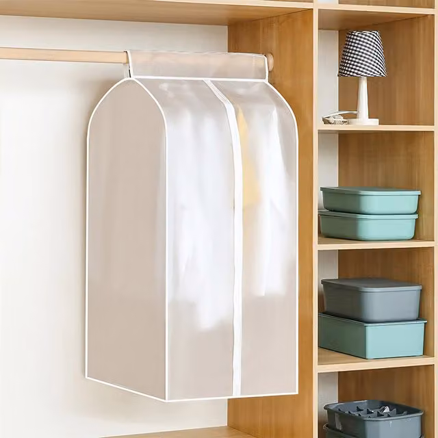 Livingandhome White and Transparent Closet Hanging Clothes Bag Organisers
