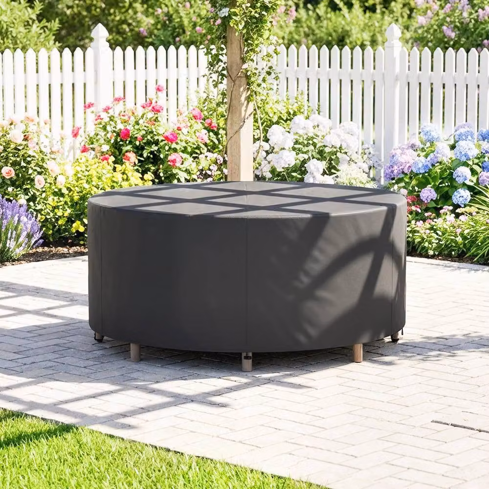 Outsunny Waterproof Round Garden Furniture Cover, Black, Dia. 214 cm x H 70 cm – 2