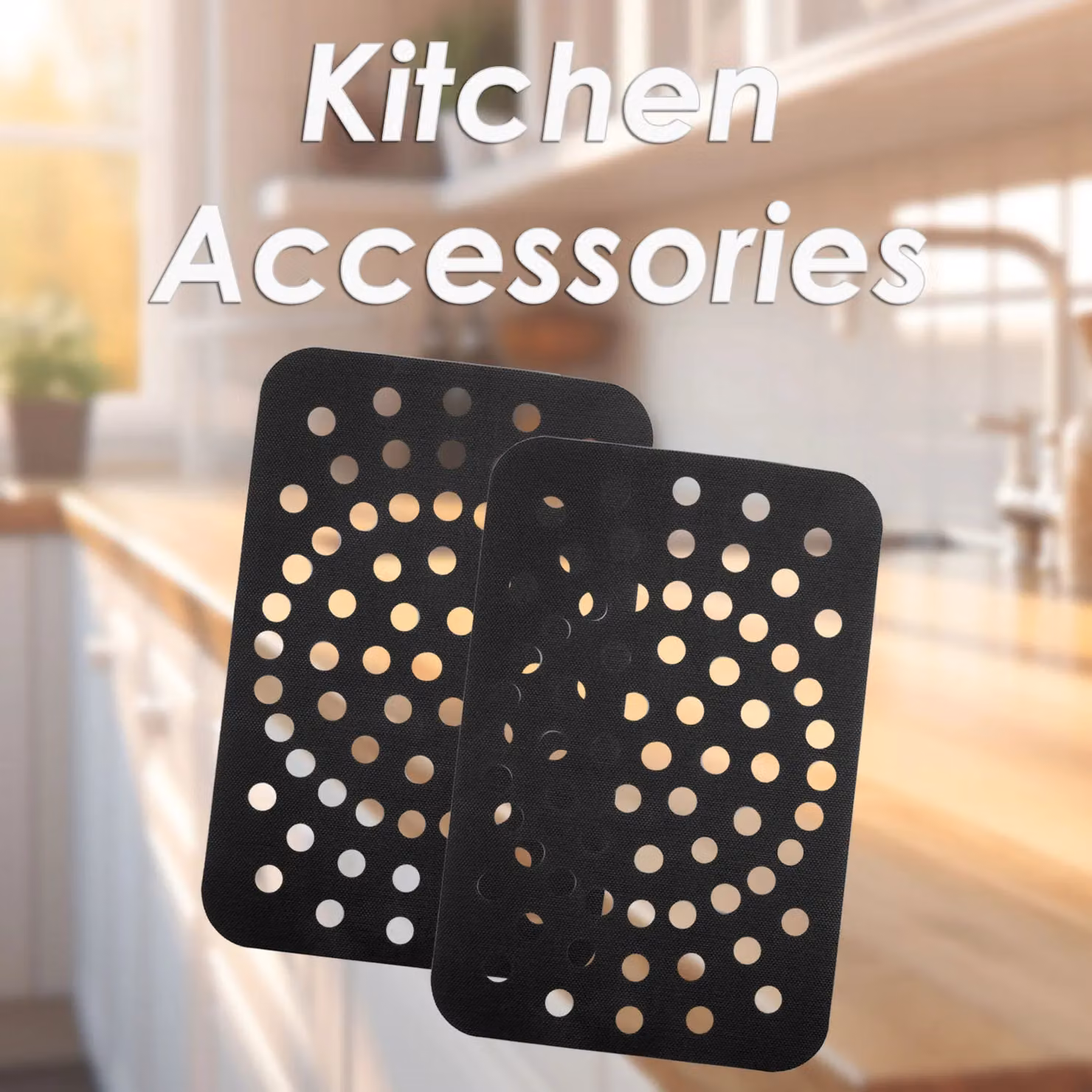 VFM e-Store Reusable Non Stick PTFE Air Fryer Liners, 2 Pack, Black, W: 20 cm x D: 13 cm – 3
