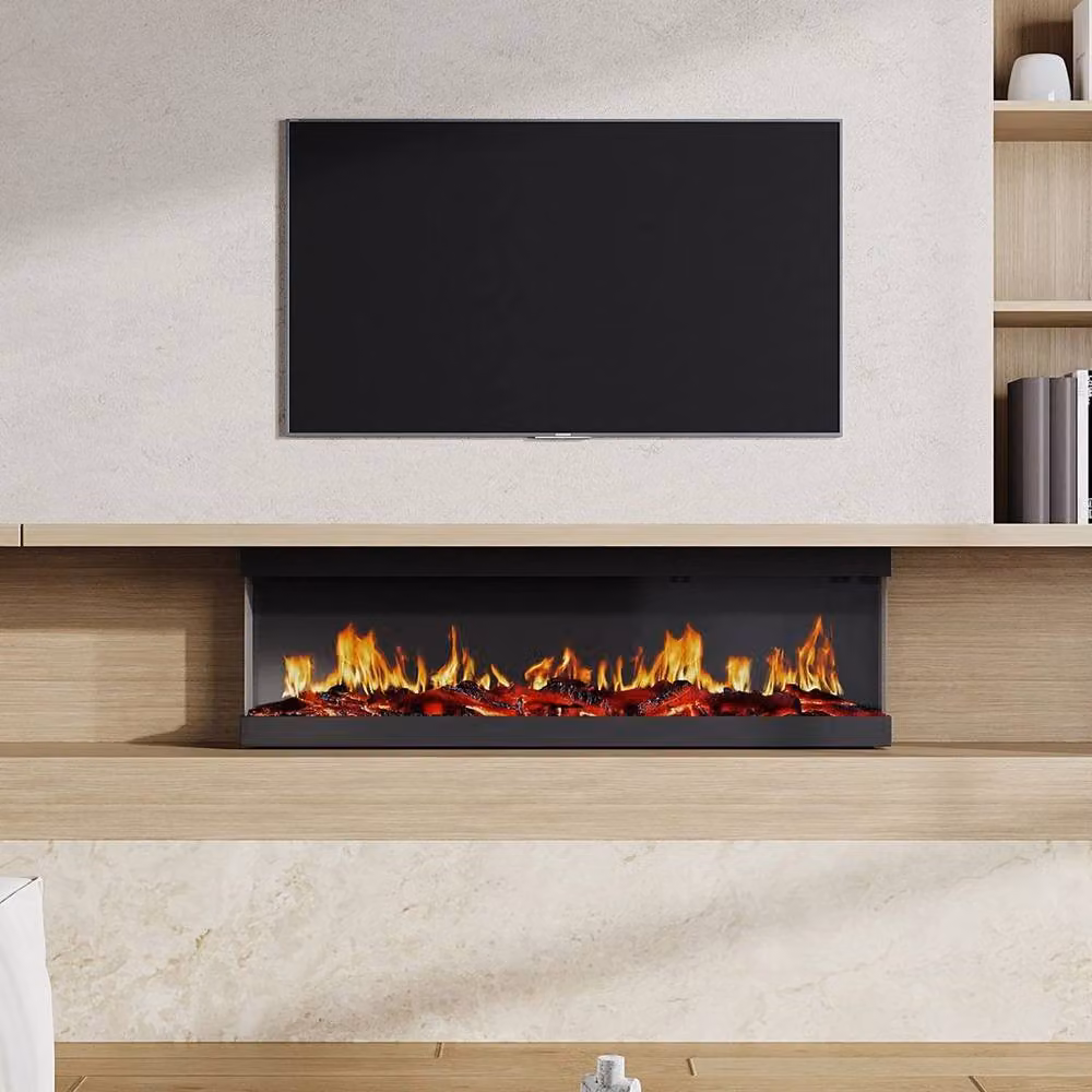 FORGEVIO 60 inch LED Wall Mounted Fireplace Media Wall in Black – 2