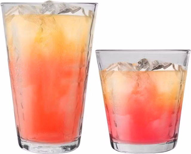 Duralex Prisme Geometric Glass Tumbler Set, Clear, 12 Pack