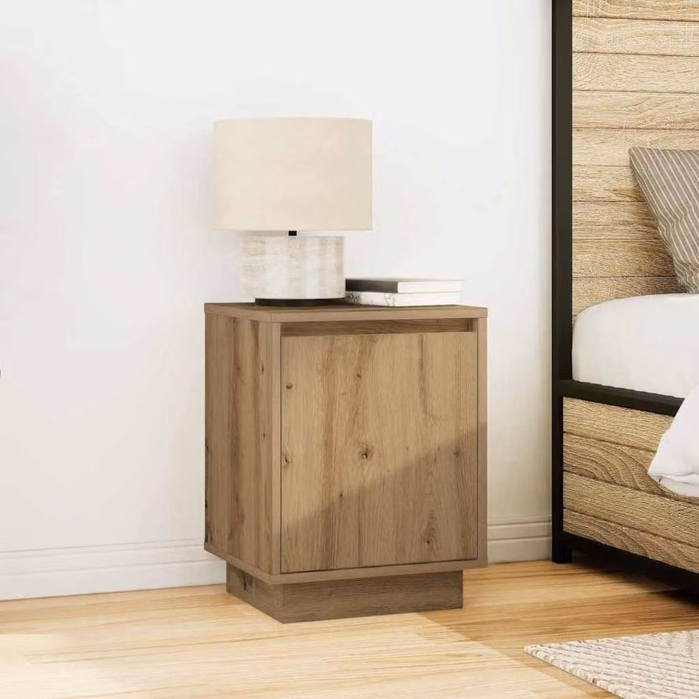 Berkfield Home Set of 2 Artisan Oak Bedside Cabinets with Integrated LED Lights in Natural, W/D/H: 38 x 34 x 50 cm – 4