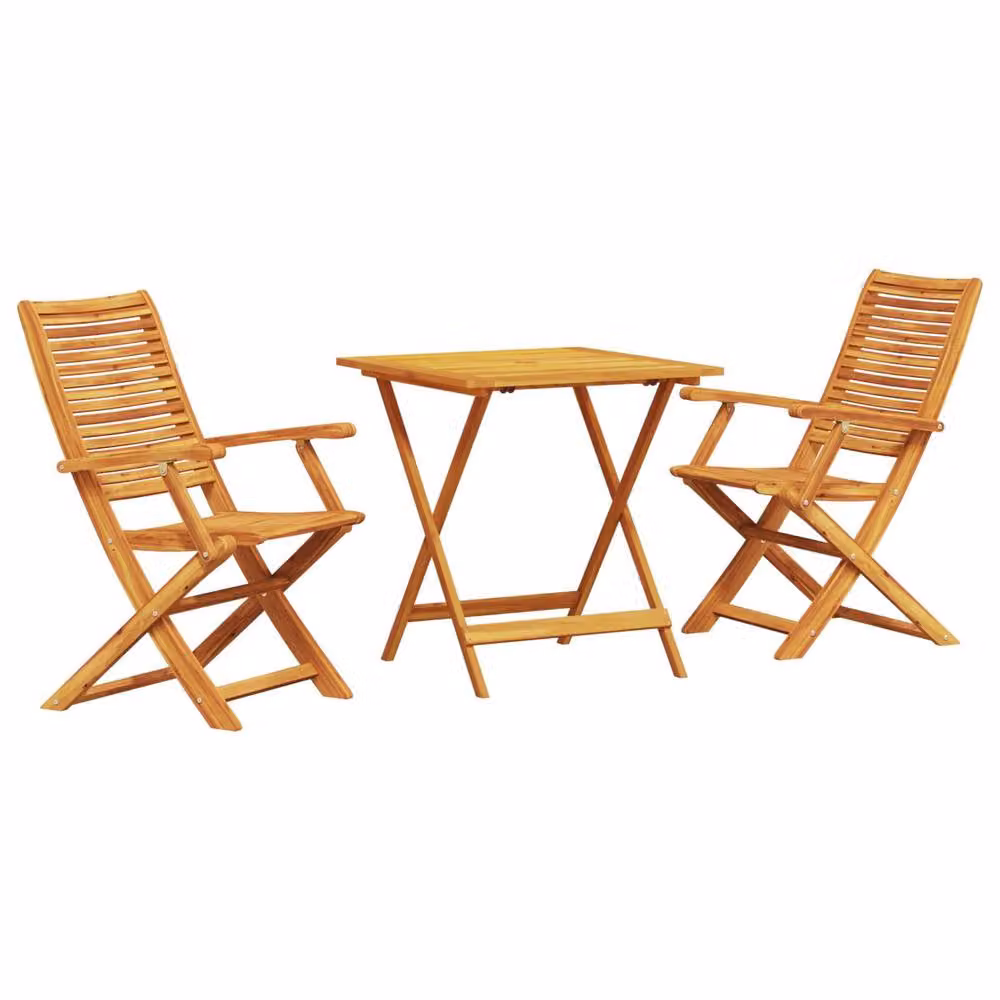 Berkfield Home 3 Piece Folding Bistro Set in Brown Solid Acacia Wood – 2