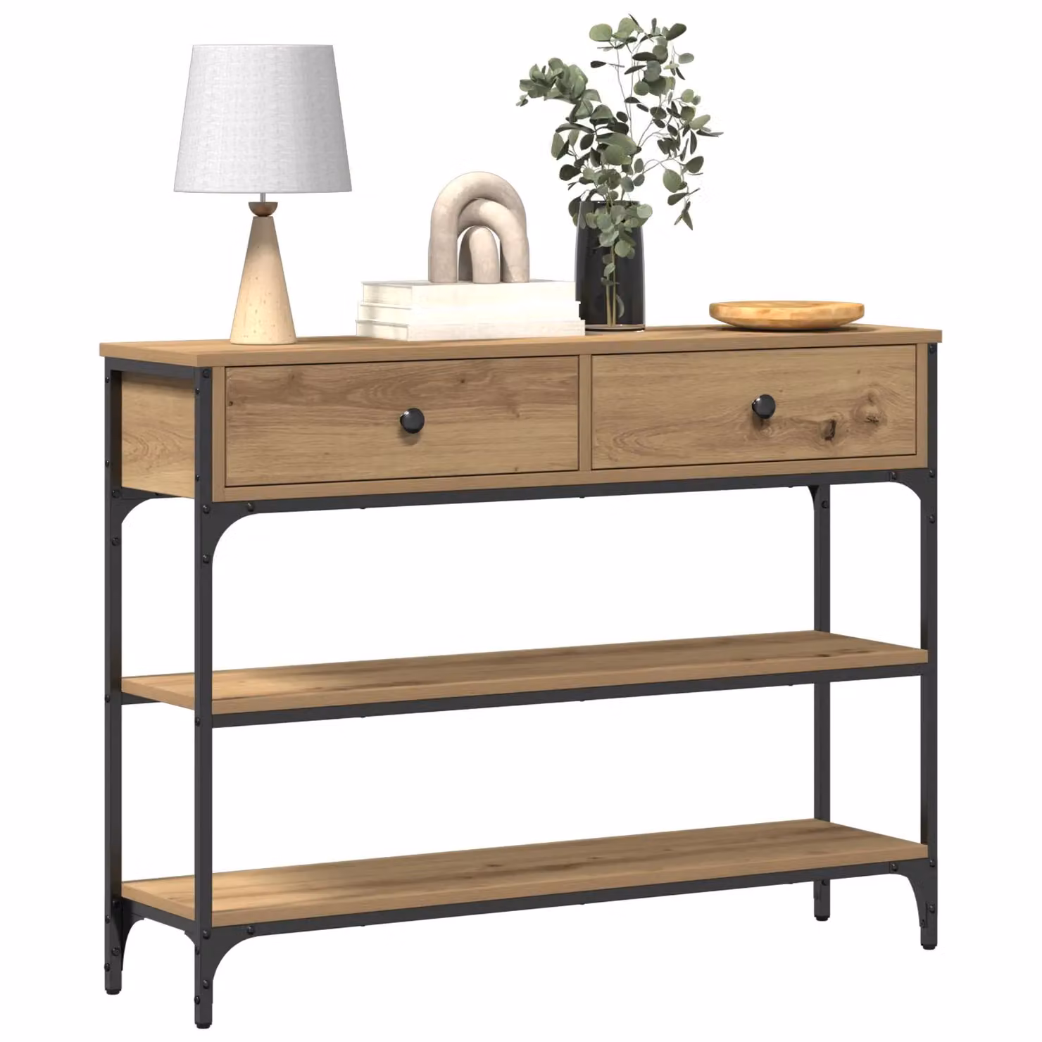 Berkfield Home Artisan Oak Console Table in Brown, W/D/H: 100 x 25 x 75 cm – 3