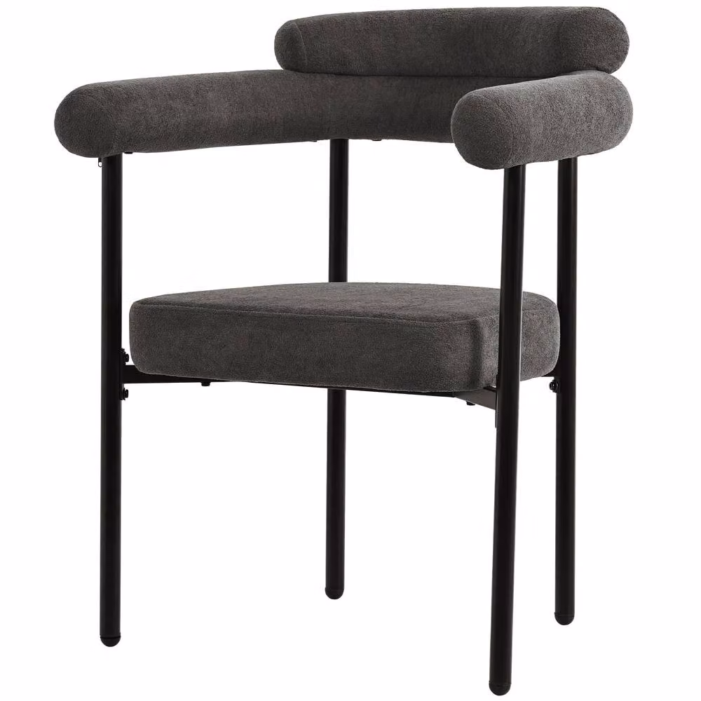 Fascinate Modern Grey Faux Suede Upholstered Armrest Dining Chairs, Set of 2 – 3