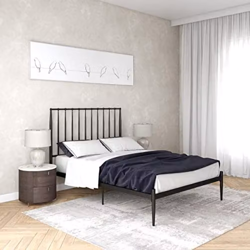 DHP Giulia Modern Metal Bed in White, King Size (W/D/H: 180 x 200 cm) – 3
