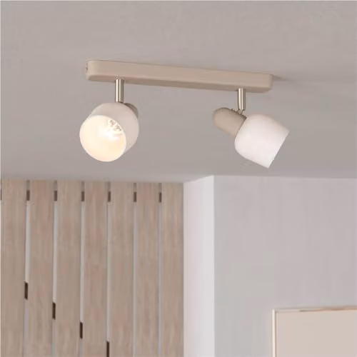 Loops Modern Double Ceiling Spotlight in Silver and Black Metal – 1