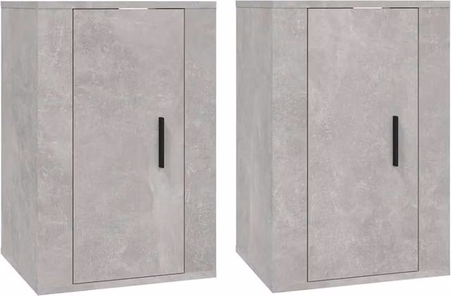 Berkfield Home Set of 2 Wall Mounted TV Cabinets in Concrete Grey, W/D/H: 40 x 34.5 x 60 cm