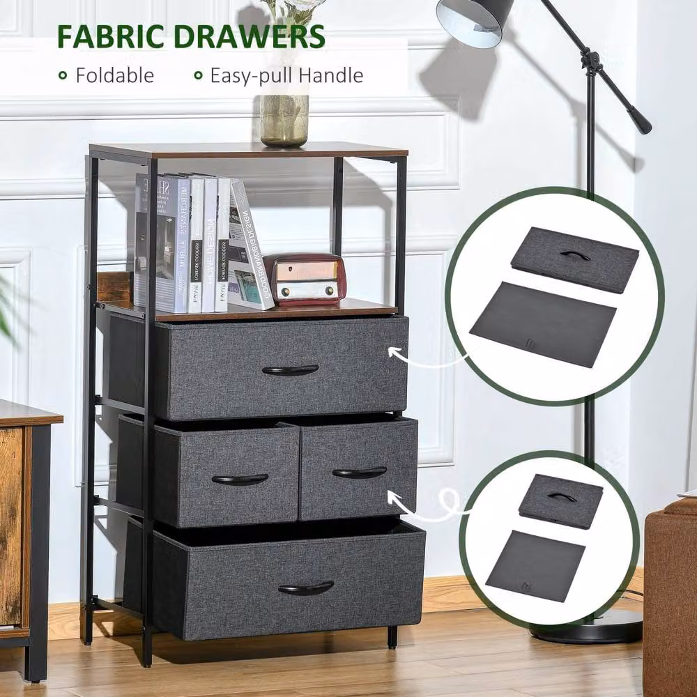 Wyld Haus Lolula Black 4 Drawer Storage Chest with Open Shelf – 6
