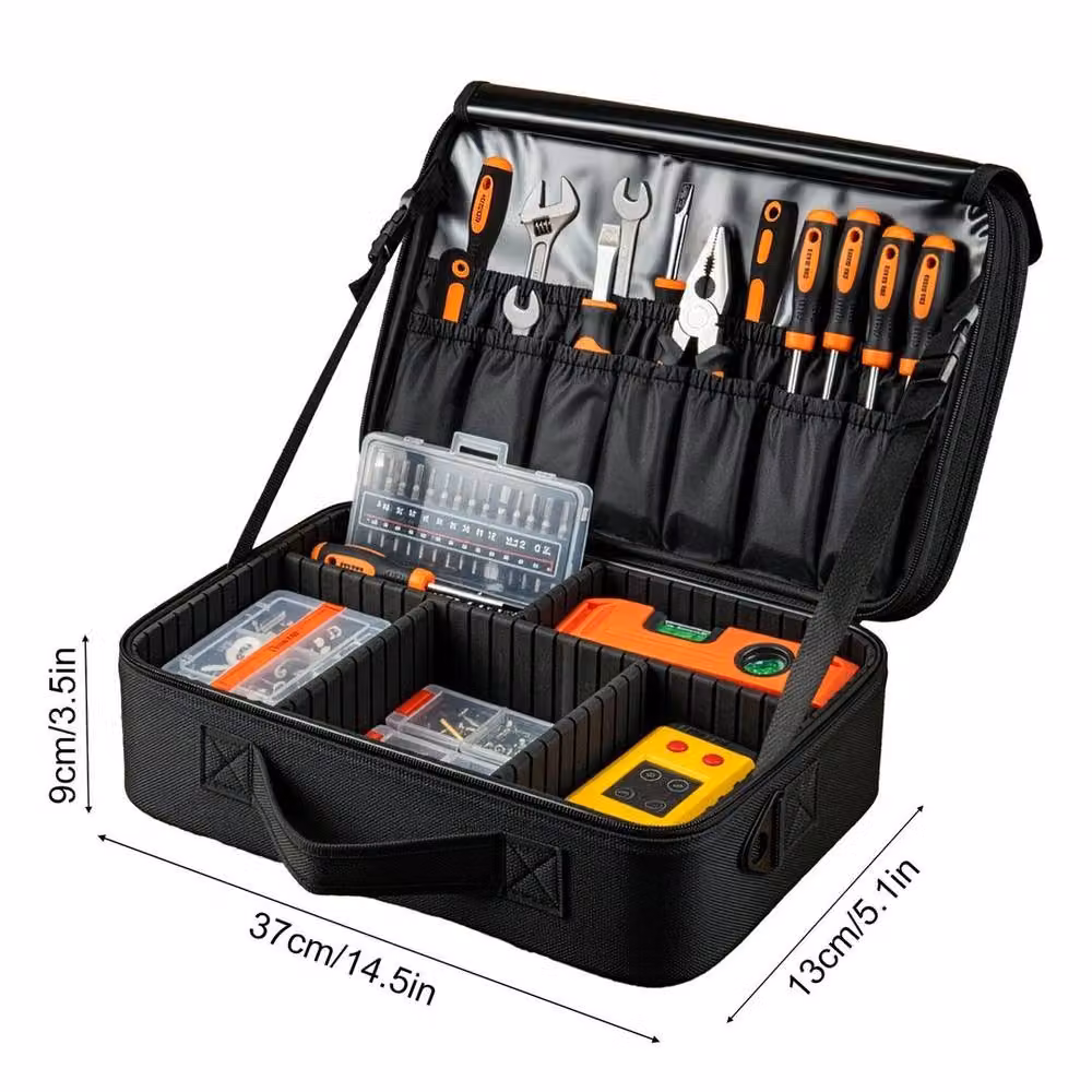 EONLION Large Tool Bag Organiser Storage Case with Adjustable Dividers in Black, Width: 50 cm – 2