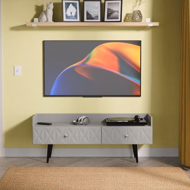 Ready Assembled 2 U Toledo 2 Drawer Coffee TV Unit in Dark Grey