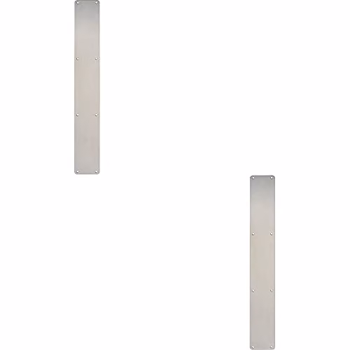 Loops 2 Pack Plain Door Finger Plate in Brushed Silver Stainless Steel, W: 65.0 cm, H: 7.5 cm