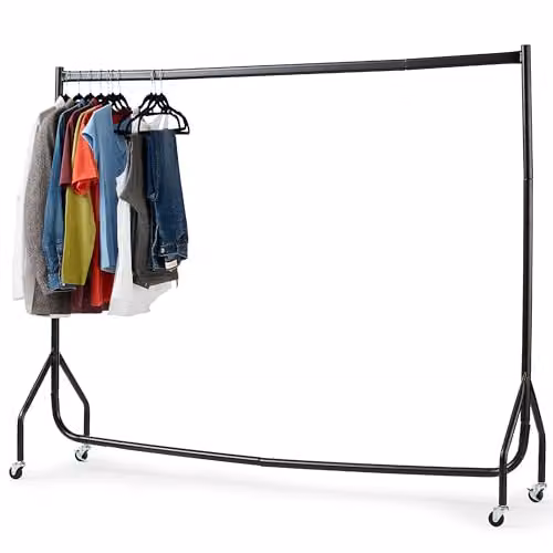 House of Home Heavy Duty Metal Clothes Rail with Wheels, Black, W/D/H: 150 x 46.5 x 95 cm – 2