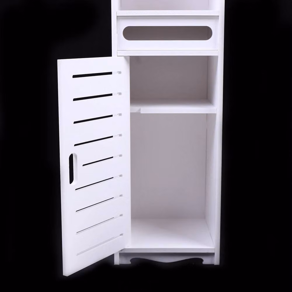 EONLION White Freestanding Narrow Bathroom Cabinet Set with Adjustable Internal Shelves and Hinged Doors – 4