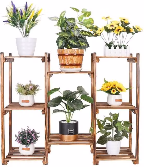 Kelvenix Brown Wooden Vertical Garden Planter Stand