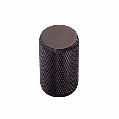 Loops 2 Pack Knurled Cylindrical Matt Black Cupboard Door Knobs – 2