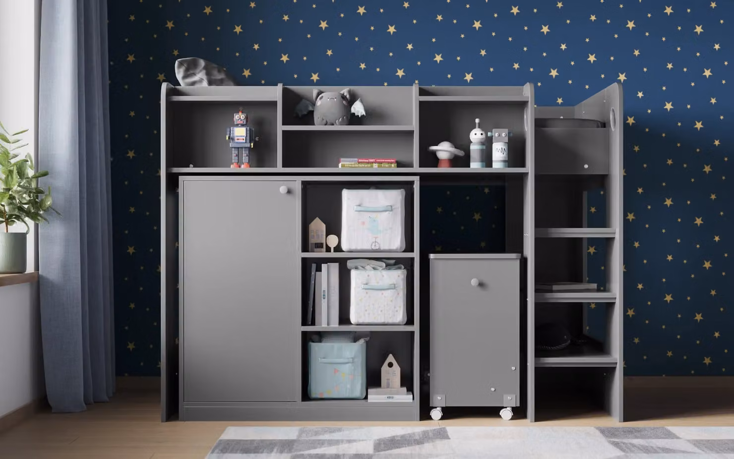 Flair Furnishings Wizard Mid High Sleeper Workstation in Grey, Single – 2