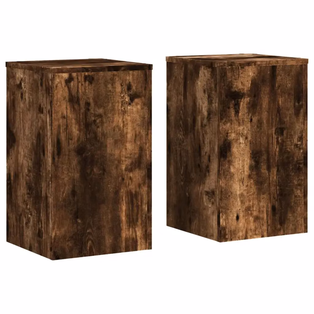 Berkfield Home Set of 2 Modern Square Plant Stands in Smoked Oak Brown, W/D/H: 30 x 30 x 50 cm – 2