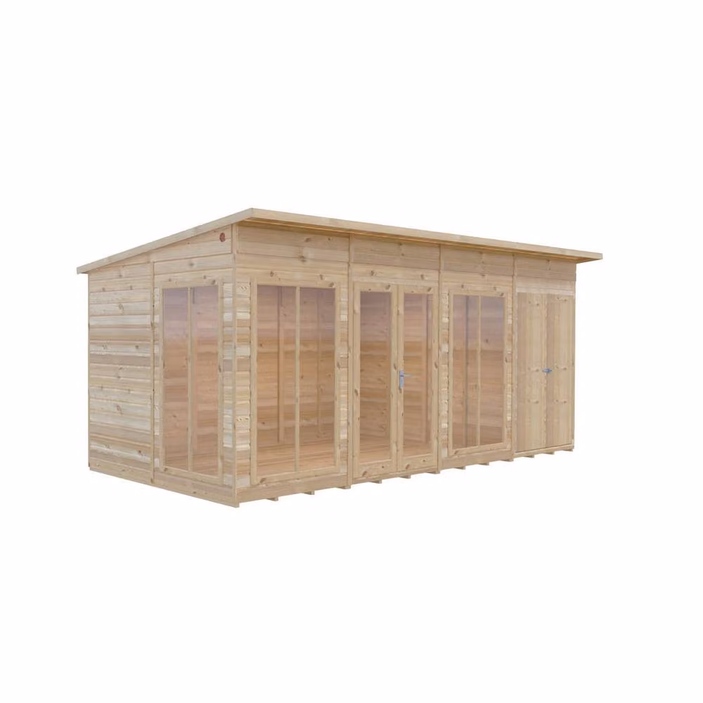 Shires Lela 16x8 Summerhouse with Storage in Light Brown, W: 476 cm, D: 244.8 cm, H: 227.5 cm – 2