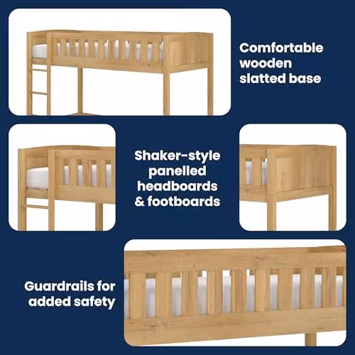 Flair Furnishings Flair Bea Single Solid Wood High Sleeper Bed in Oak, W/D/H: 90 x 190 x 185 cm – 3